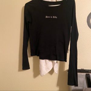Brandy Melville Born To Ride Black Long Sleeve T-Shirt.